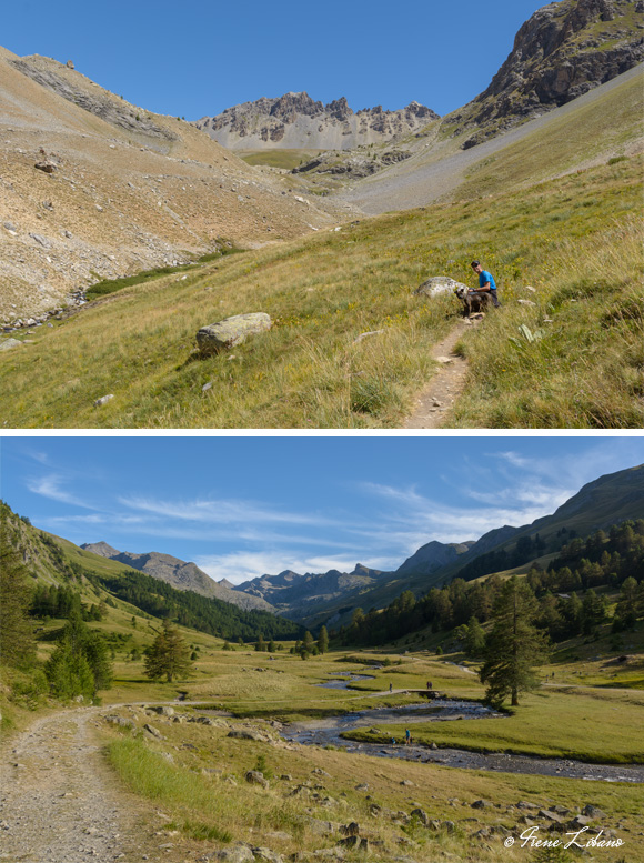 1) Ruta hacia el lago Dell'Oronaye - 2) Valle de Lauzanier