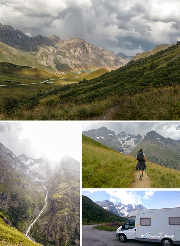 1) Col du Lautaret tras la tormenta - 2) Glaciar - 3) Ruta al glaciar - 4) Parking de pernocta